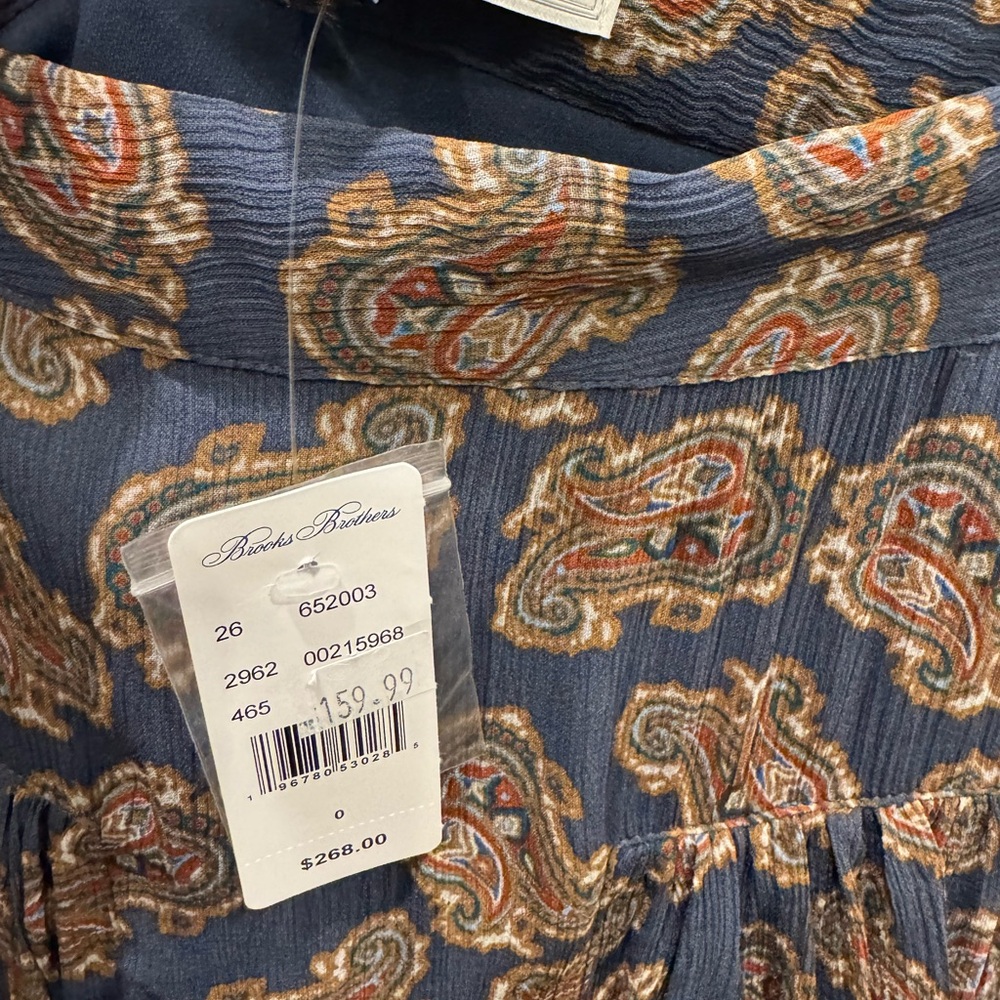 Brooks Brothers Tiered Paisley Chiffon Midi Skirt Blue Women’s Size 0 NWT - Picture 5 of 6